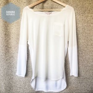 Creamy white on white l/s silken top in Size M